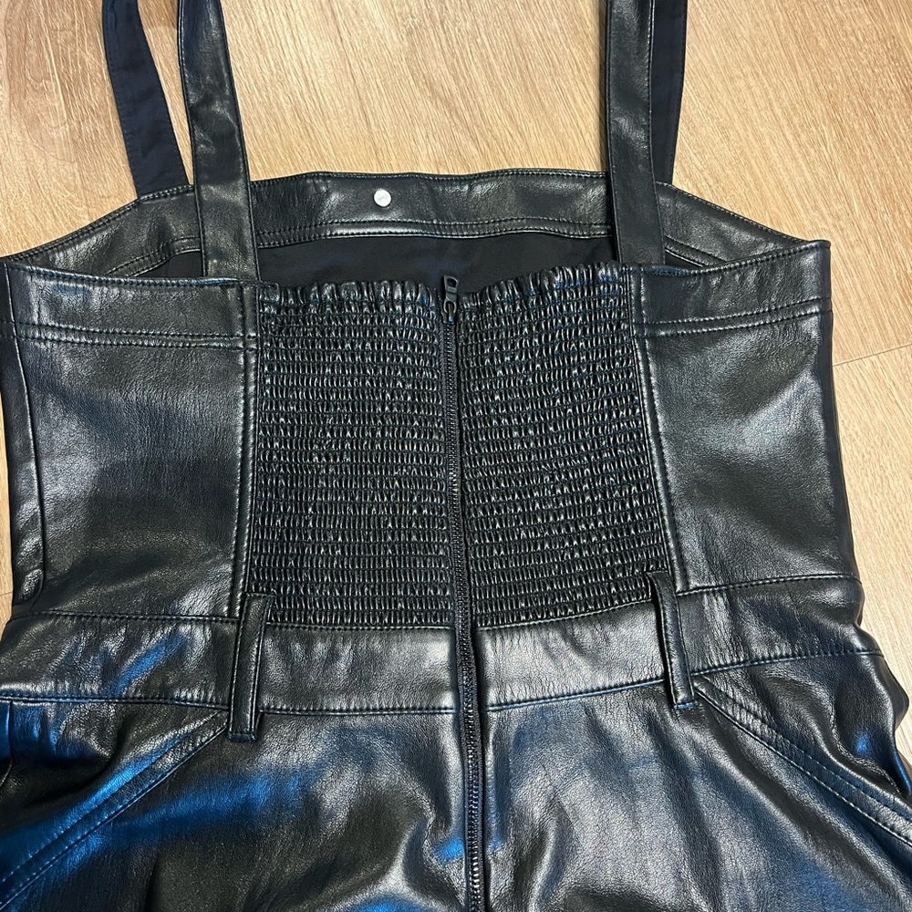 Alice + Olivia Black Linette Vegan Leather Jumpsuit 29 inch inseam - Picture 7 of 10